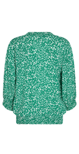 Adney bluse med blomsterprint pepper green w. offwhite