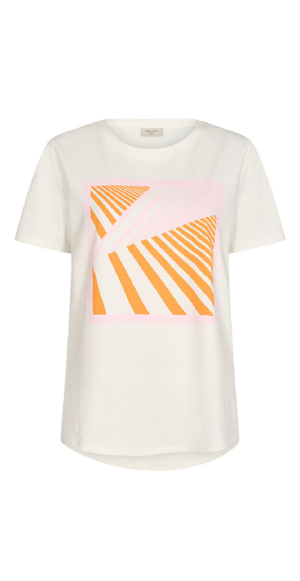 Fenjal t-shirt med print offwhite w. flame orange