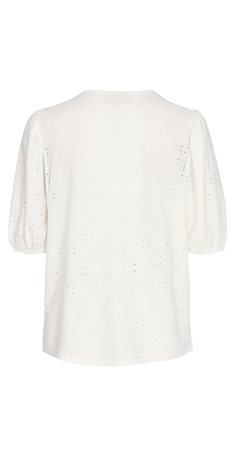 Hulmønstret bluse offwhite