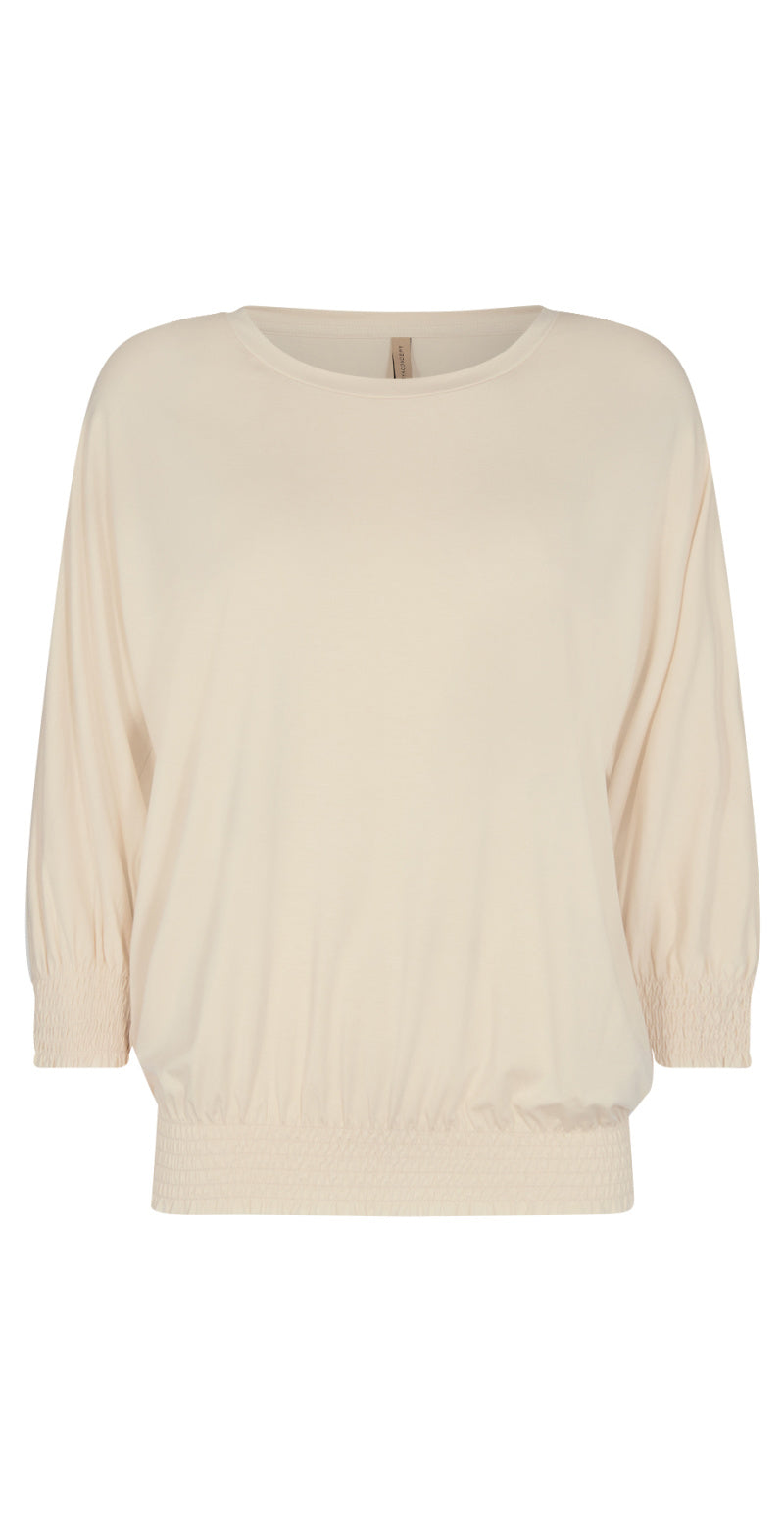 Bluse med smockdetalje cream