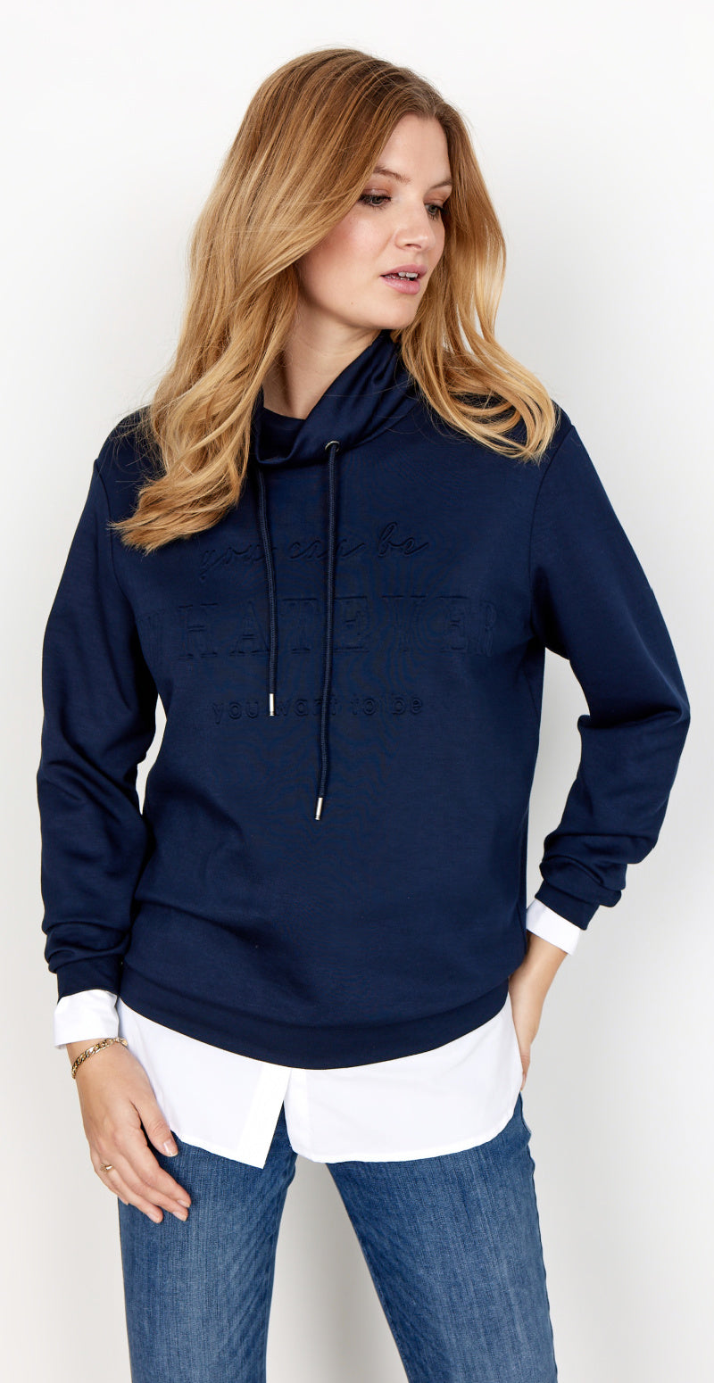 Sweater med høj hals navy