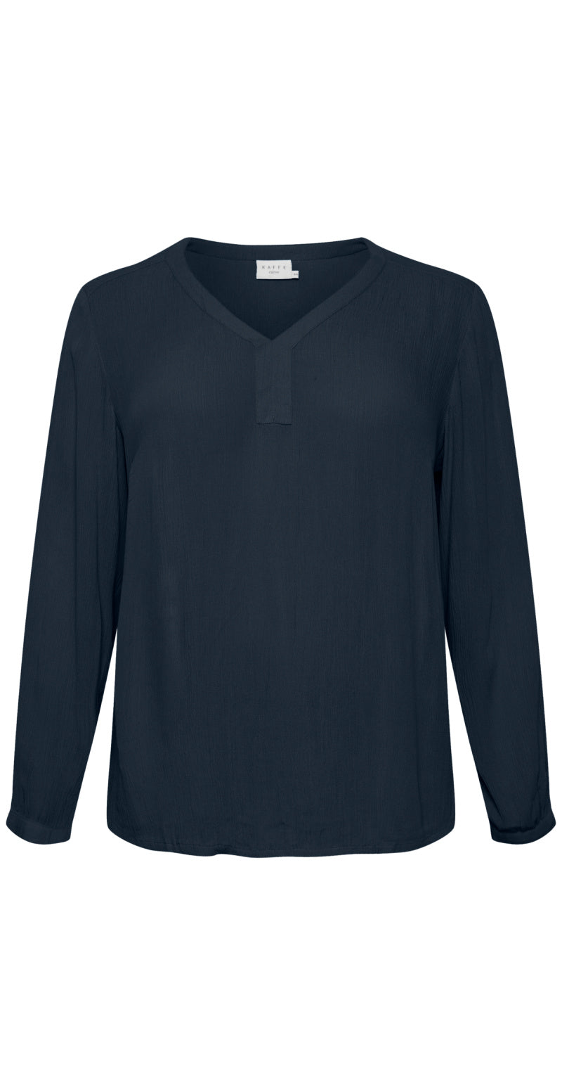 KCami bluse med v-hals navy