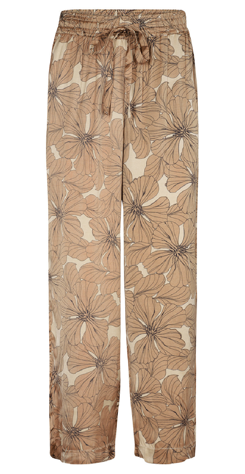 Bukser med blomstermønster brun