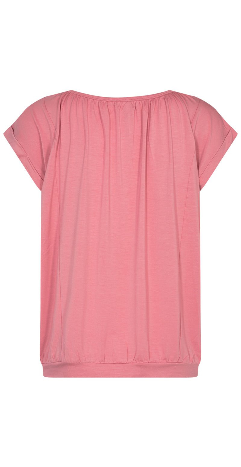 Sophia bluse med rund hals mørk rosa