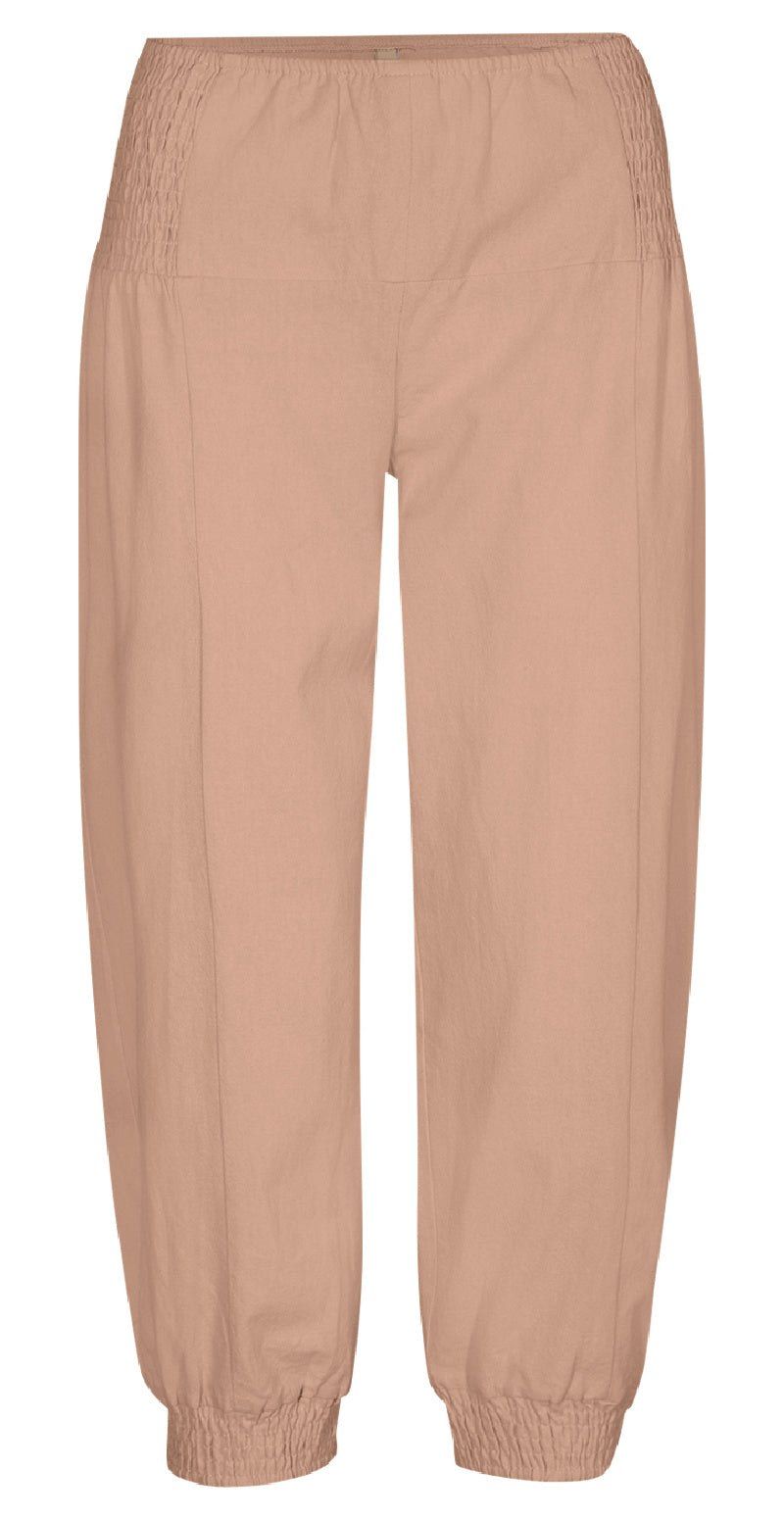 Sally capri buks med elastik detalje sand