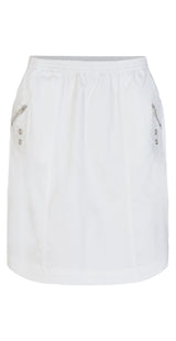 Lily nederdel med elastik og detaljer hvid