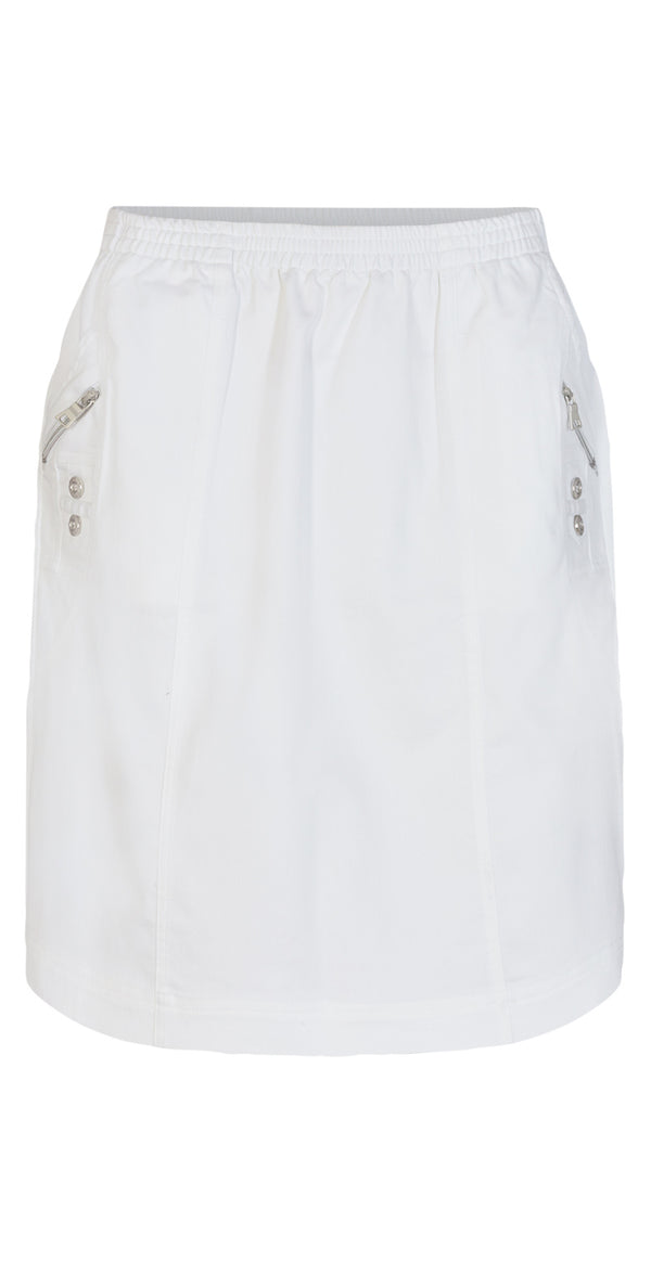 Lily nederdel med elastik og detaljer hvid