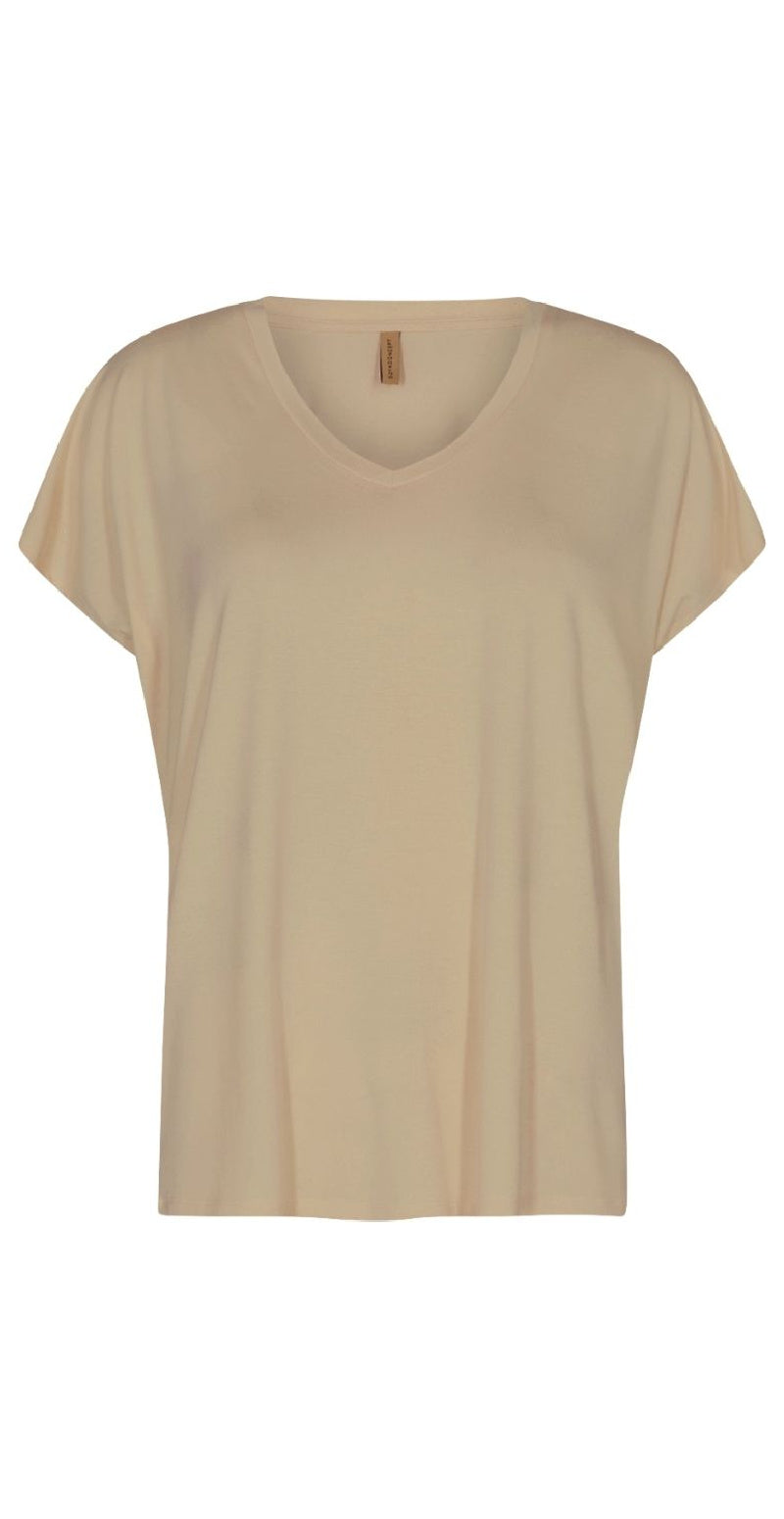 Sophia basisbluse med v-hals sand