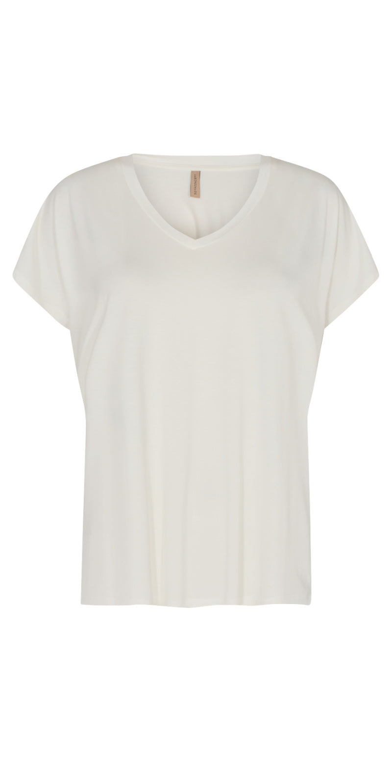 Sophia basisbluse med v-hals off white