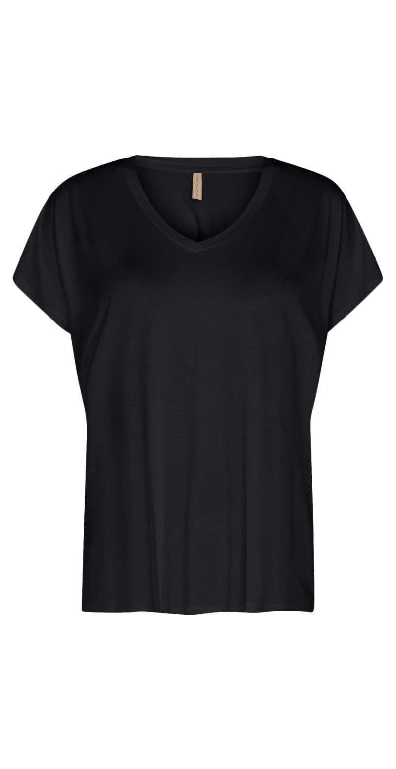 Sophia basisbluse med v-hals sort