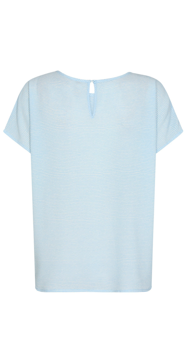 T-shirt med stribet struktur lysblå