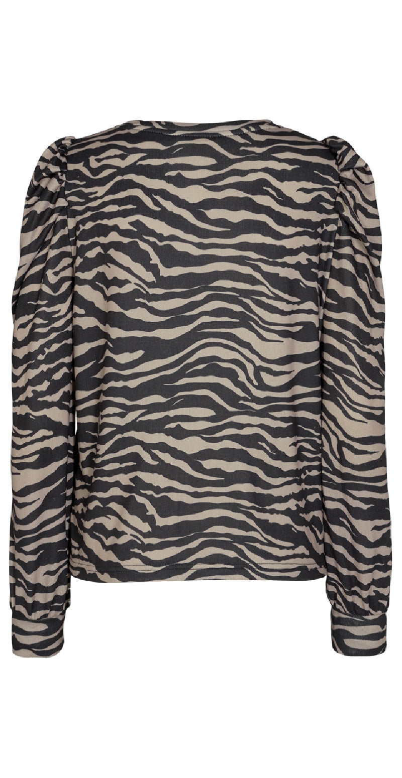 Bluse med zebra mønster silvermink