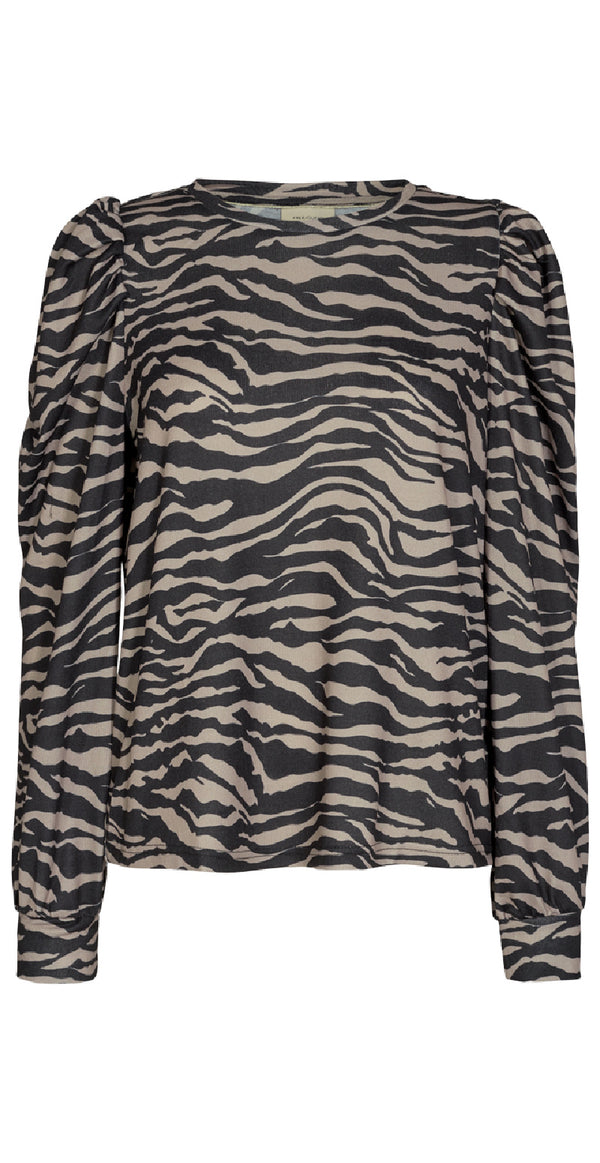 Bluse med zebra mønster silvermink