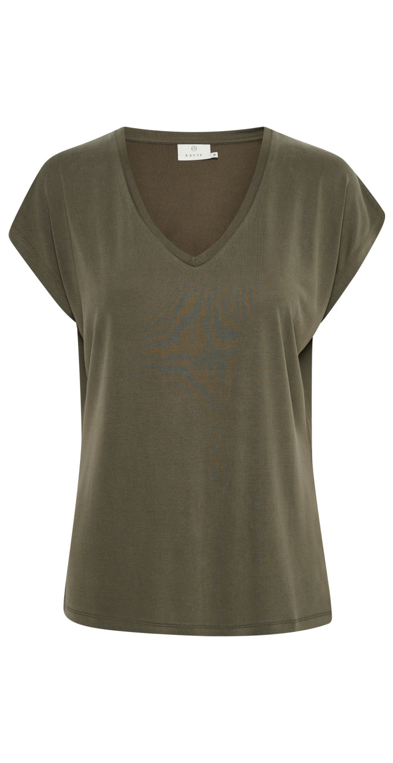 KAlisse t-shirt med v-hals grapeleaf