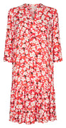 Kort kjole med blomster rød