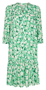 Kort kjole med blomster grøn