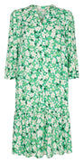 Kort kjole med blomster grøn