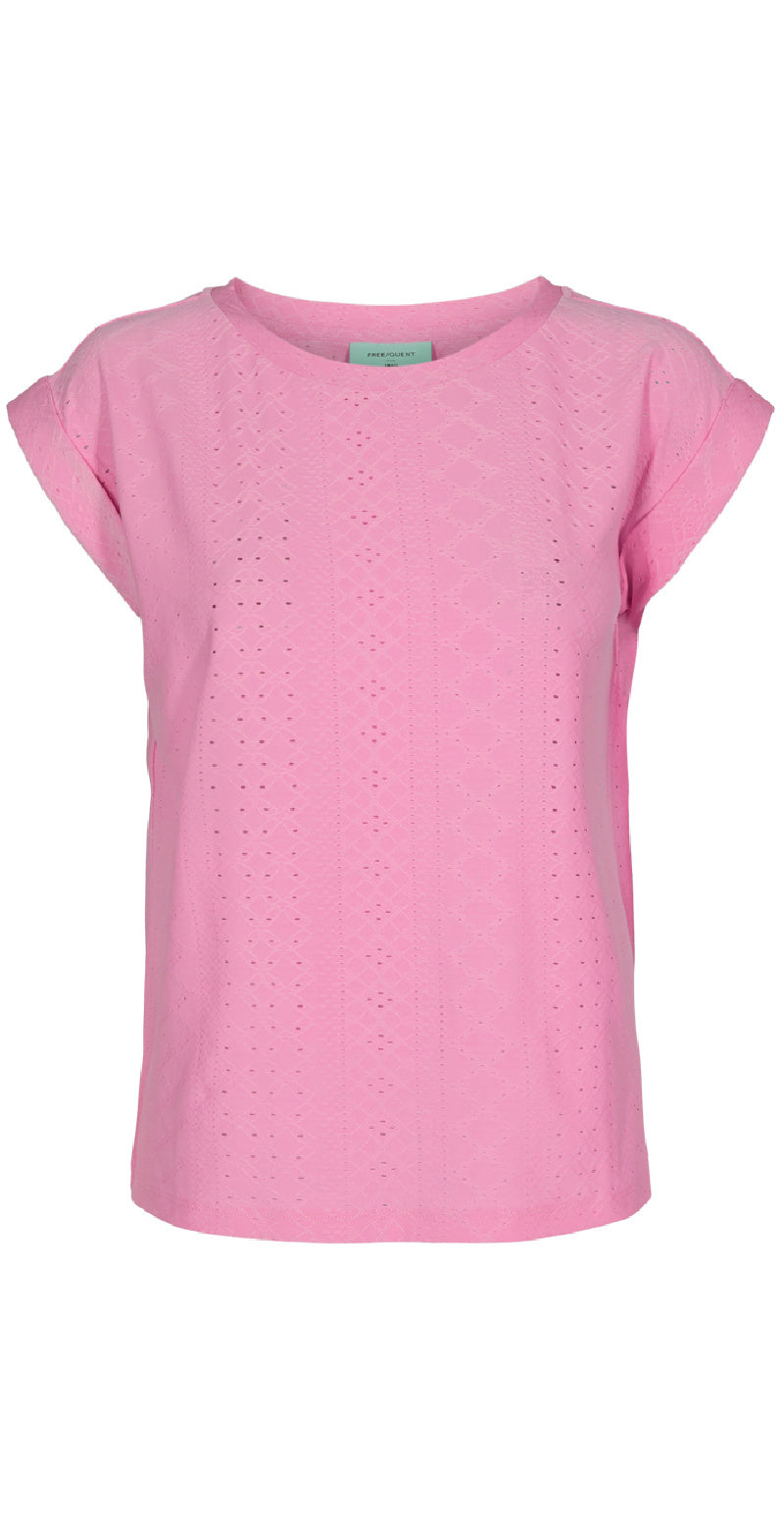 Kortærmet blonde bluse pink