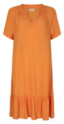 Kort kjole med peplum og kort ærme orange