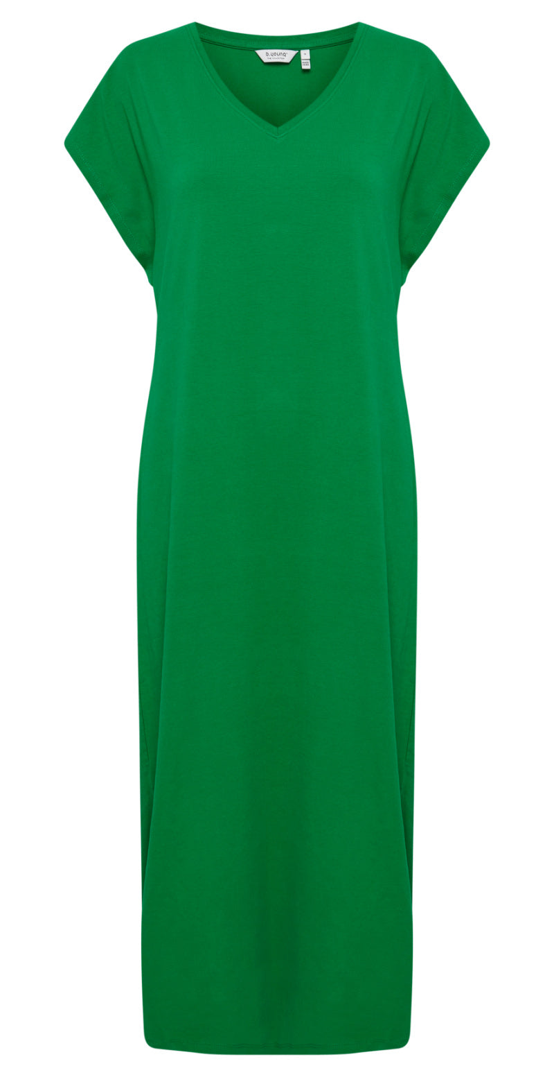 Lang kjole med slids grøn