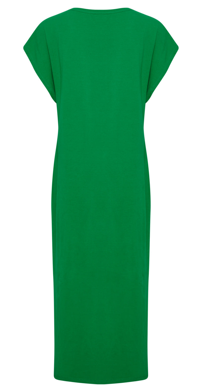 Lang kjole med slids grøn