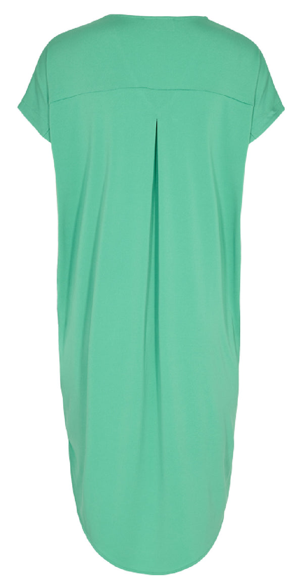 Kort kjole med v-hals og kort ærme grøn