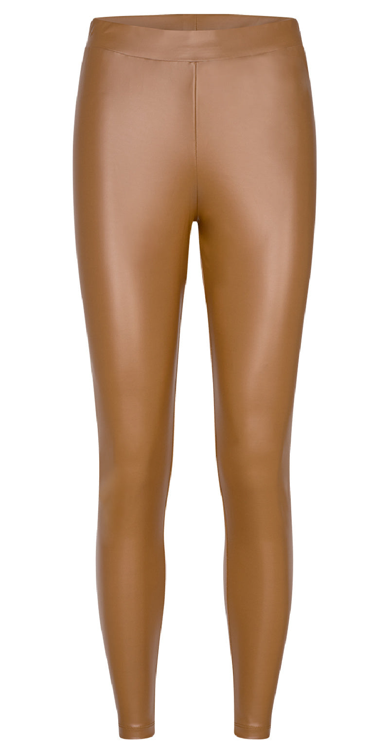 Læderlook leggings caramel