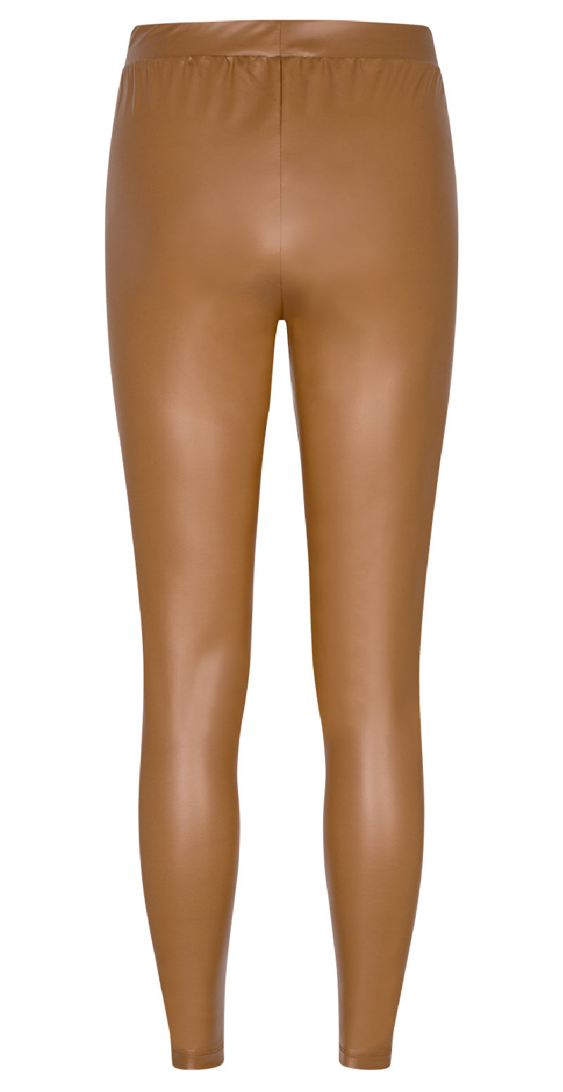 Læderlook leggings caramel