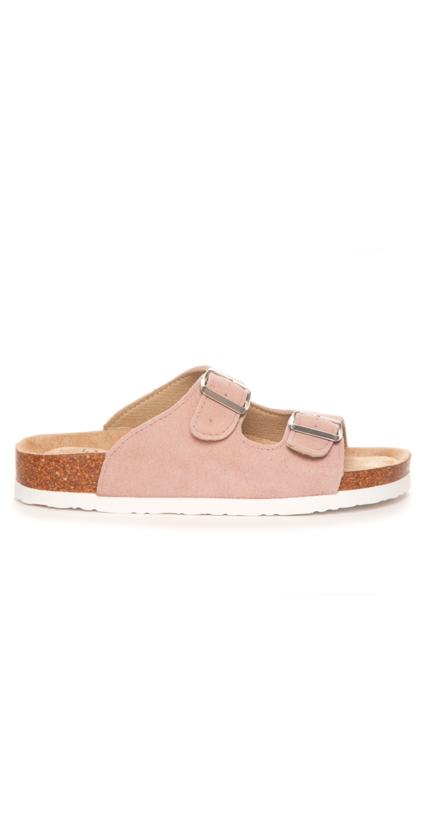 Sandal i ruskind med remme i light pink