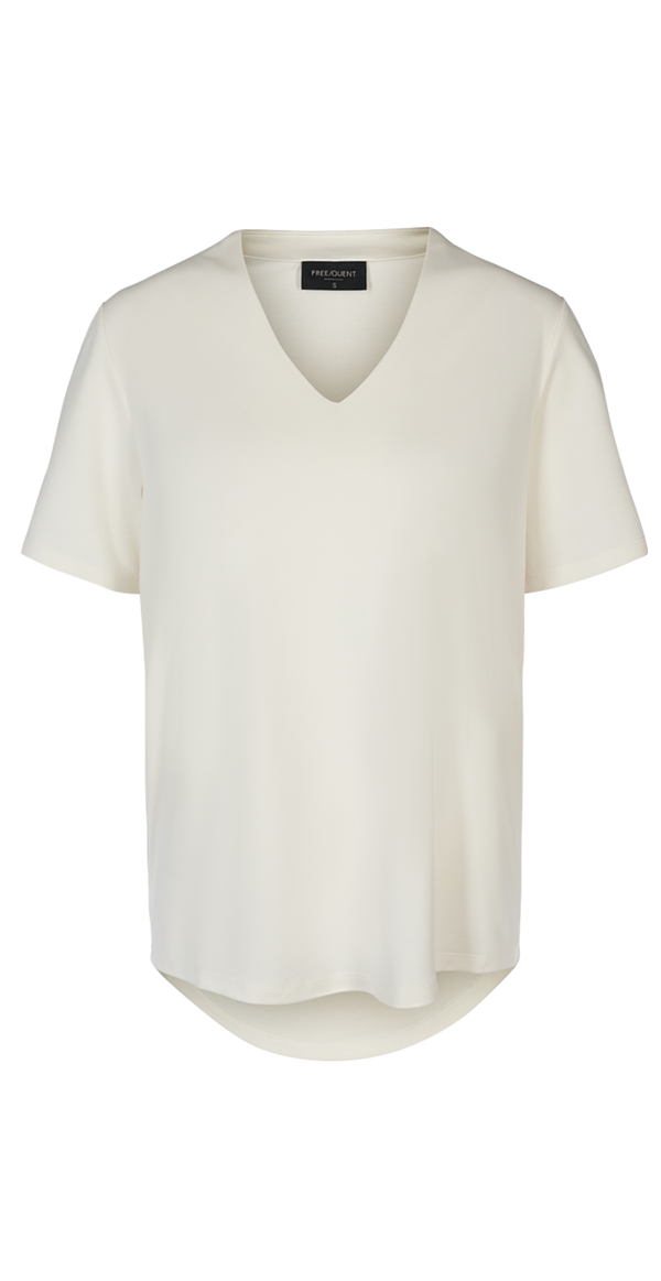 Offwhite t-shirt med v-hals (4502673621073)