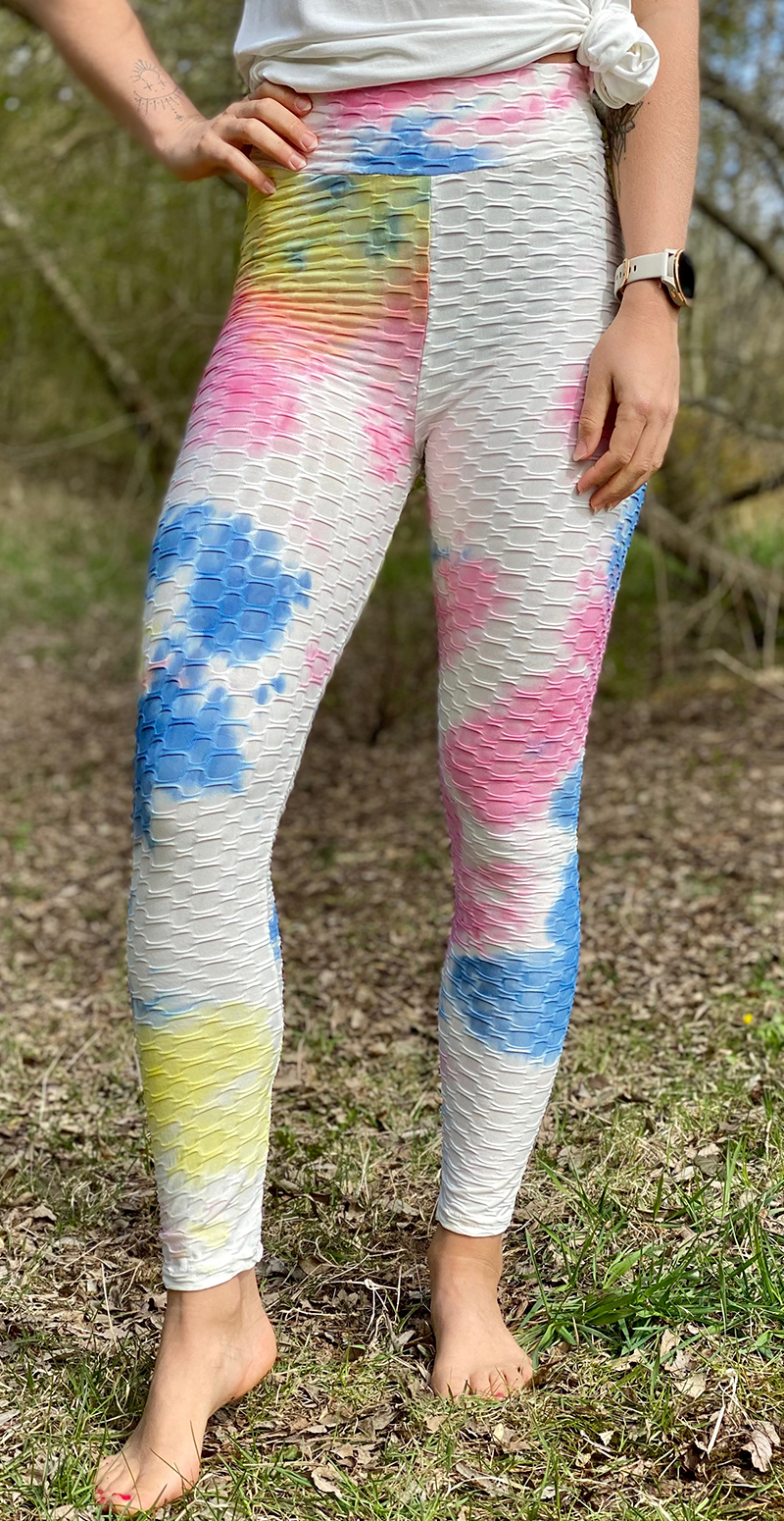 Leggings med splash gul/lyserød LikeLondon