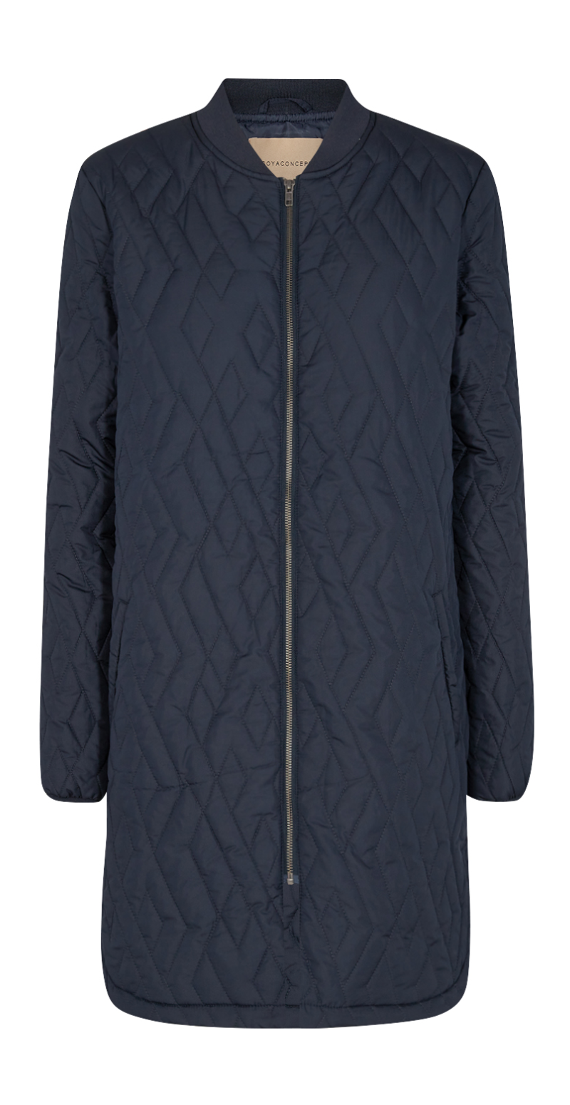 Quiltet jakke med lommer navy