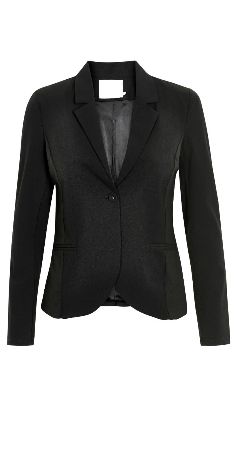 Sort jillian luxus blazer med foer (4502466134097)