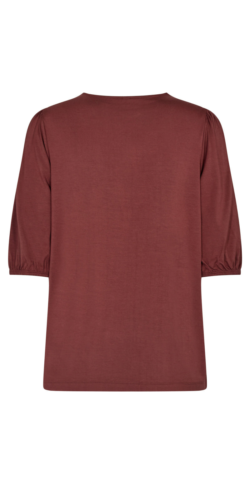 Bluse med knap vinrød