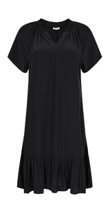 Kort kjole med peplum og kort ærme sort