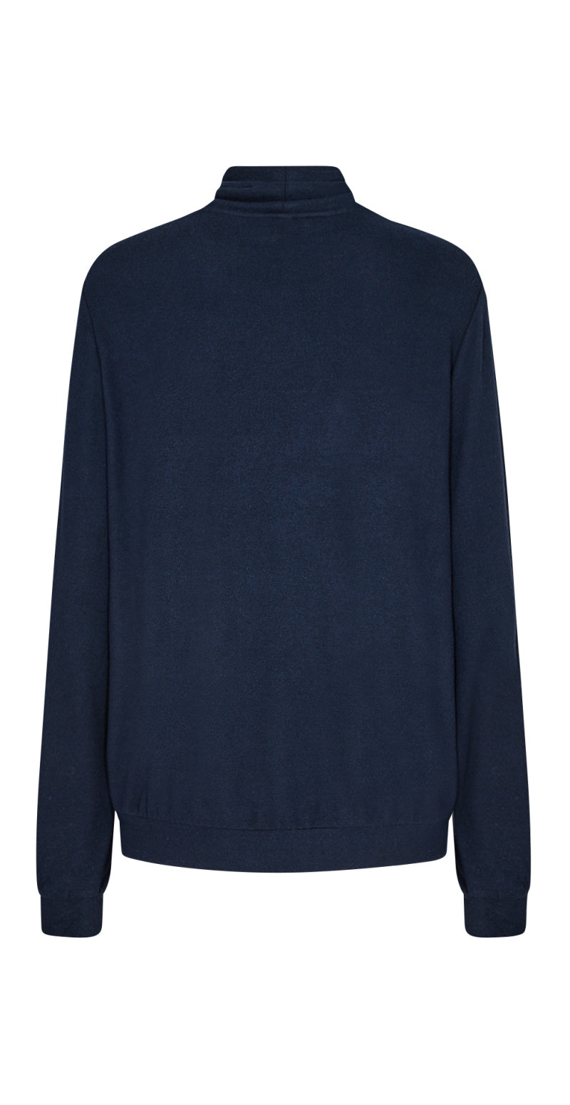 Tynd sweater med høj hals navy melange